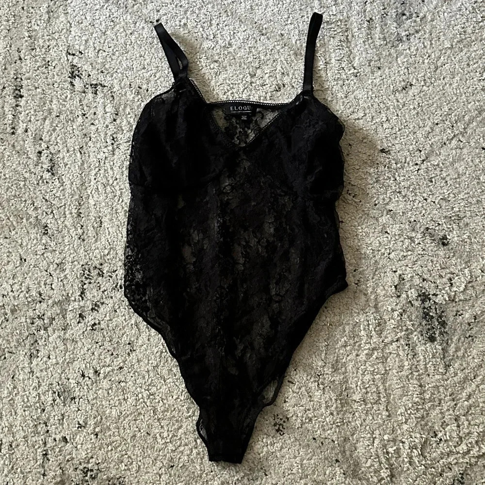 ELOQUII BLACK LACE SHEER BODYSUIT (see photos & note) 22/24